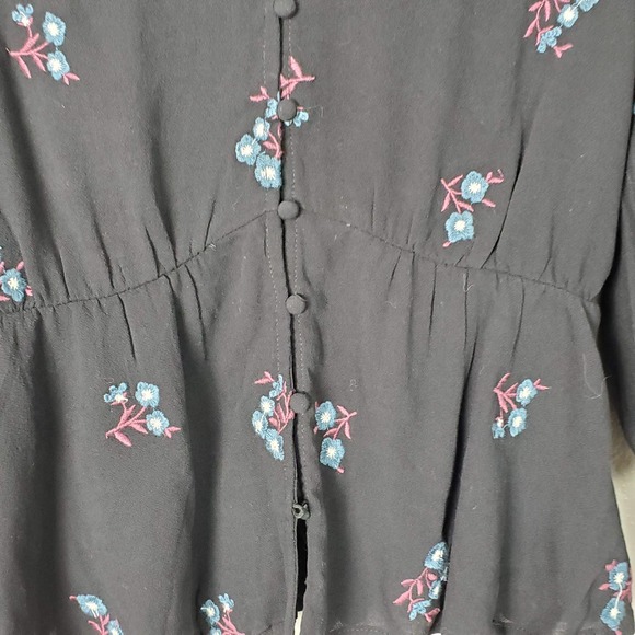 Blue Rain Embroidered Peplum Peasant Blouse XS - Picture 3 of 8